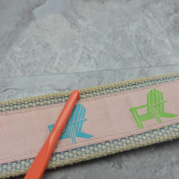 Preppy Belt Womens Size Medium Metal D Ring Buckle Porch Chair Canvas Webbed Y2K - Picture 10 of 16